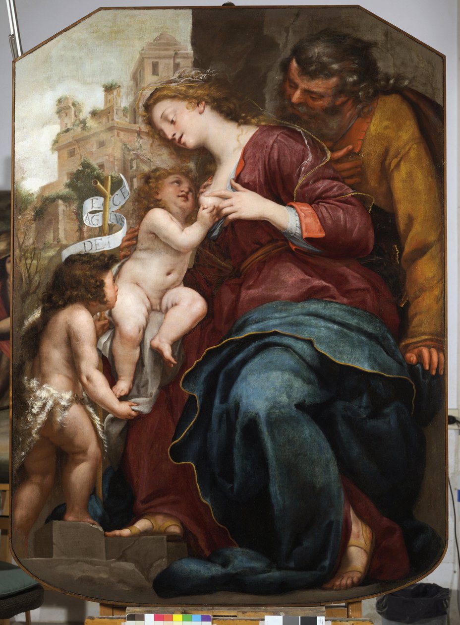 De Heilige Familie met Johannes de Doper door Pellegrino Piola