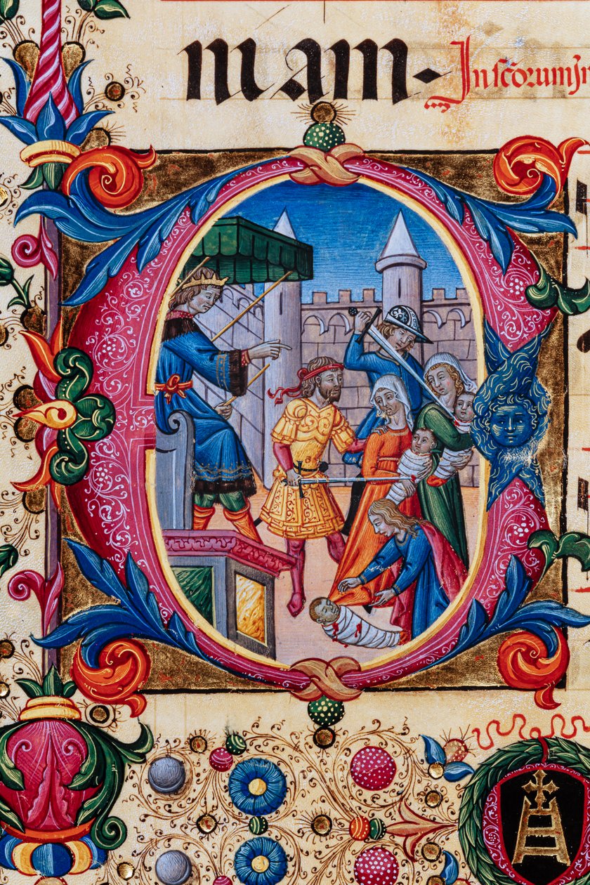 "Bloedbad van onschuldigen", door Pellegrino di Mariano. Detail. door Pellegrino di Mariano