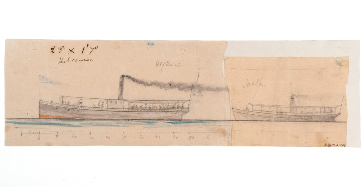 Stoomschip ELFKUNGEN; Stoomsloep SVALAN door Per Wilhelm Cedergren