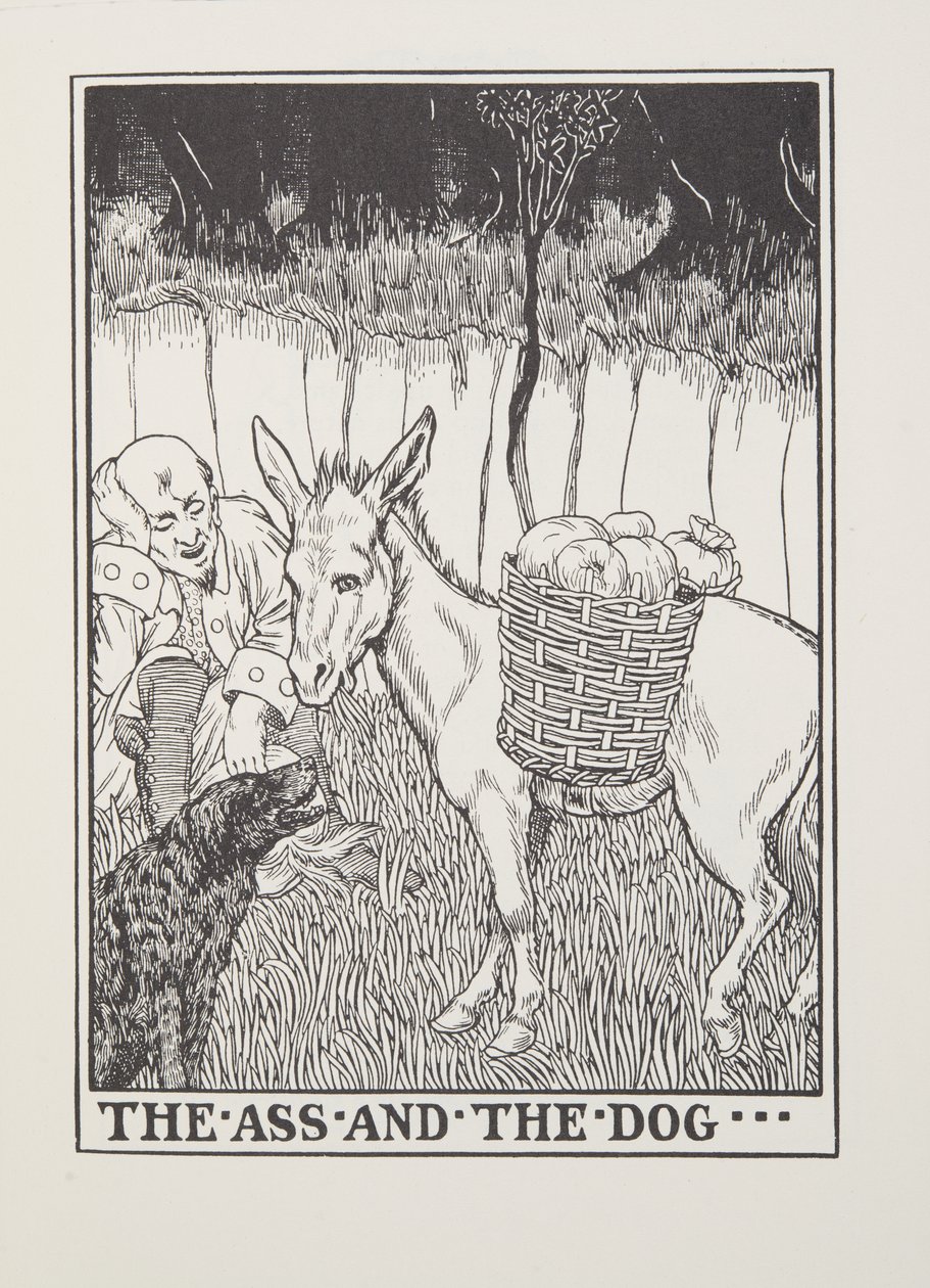 De ezel en de hond, uit Fontaine Fabels, uitgegeven 1905 door Percy J. Billingshurst