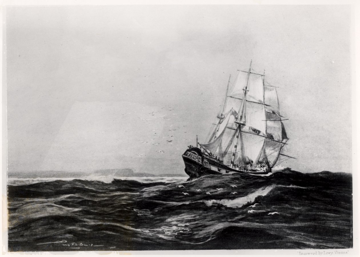 De Endeavour op Zee, 1900, gegraveerd door Lowy door Percy F.S. Spence
