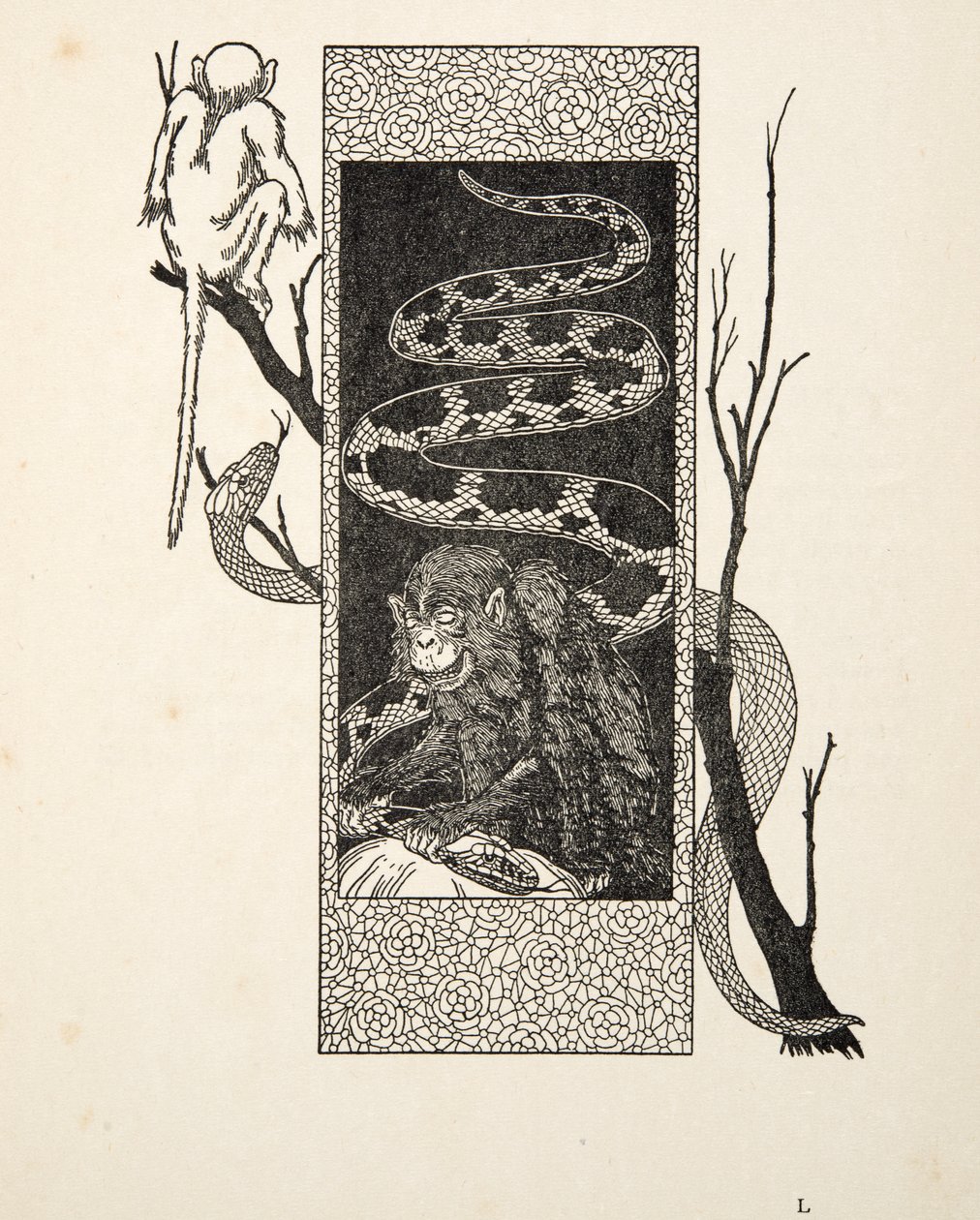 Aap versus slang, uit Honderd anekdotes van dieren, pub. 1924 door Percy J. Billingshurst
