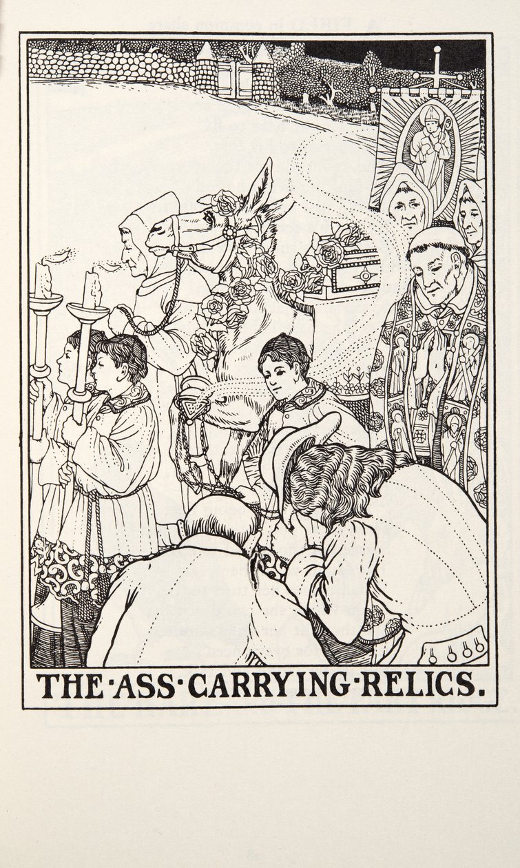 De ezel die relikwieën droeg, uit Fontaine Fabels, uitgegeven 1905 (gravure) door Percy J. Billingshurst