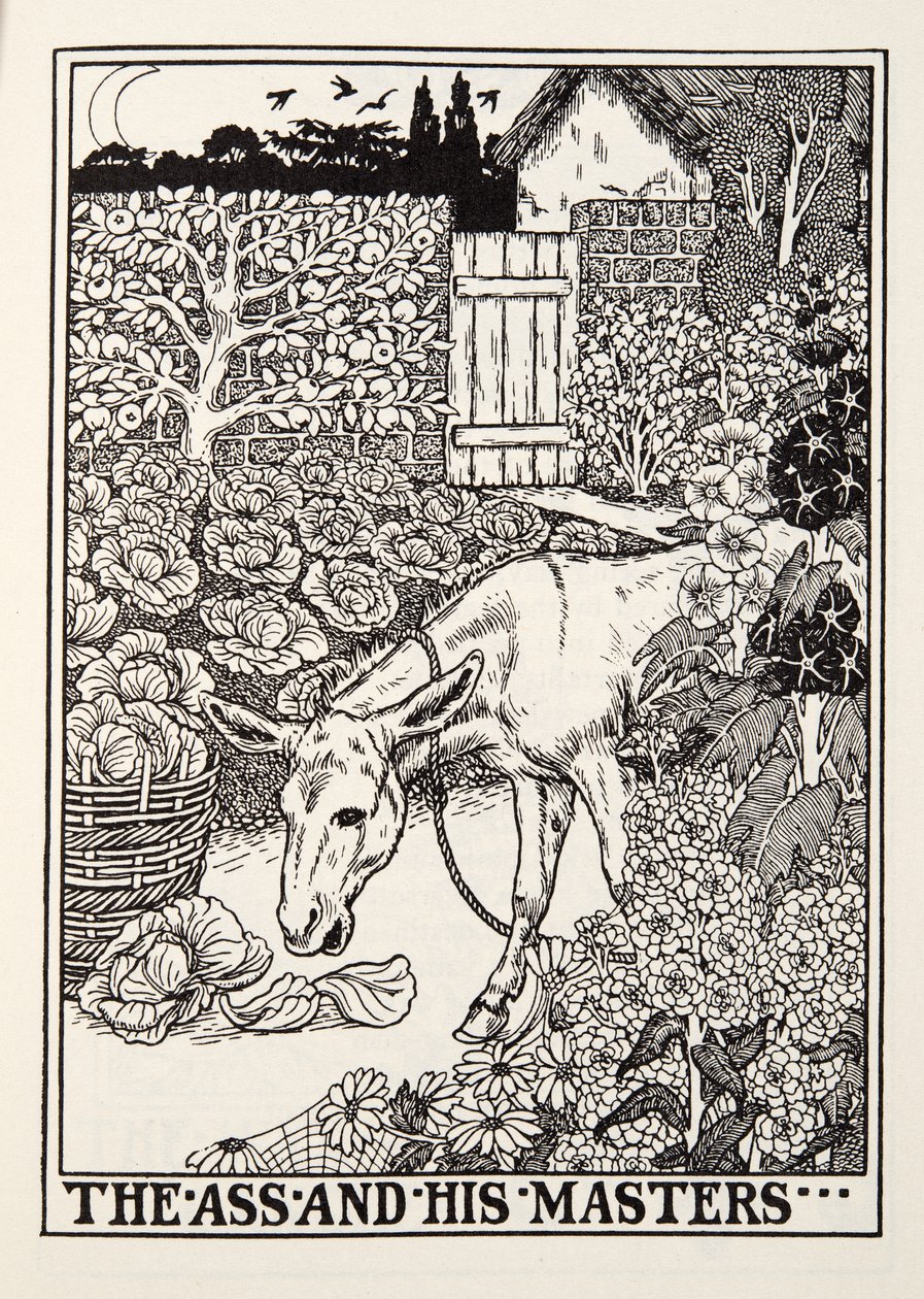 De Ezel en zijn Meesters, uit Fontaine Fabels, uitgegeven 1905 door Percy J. Billingshurst