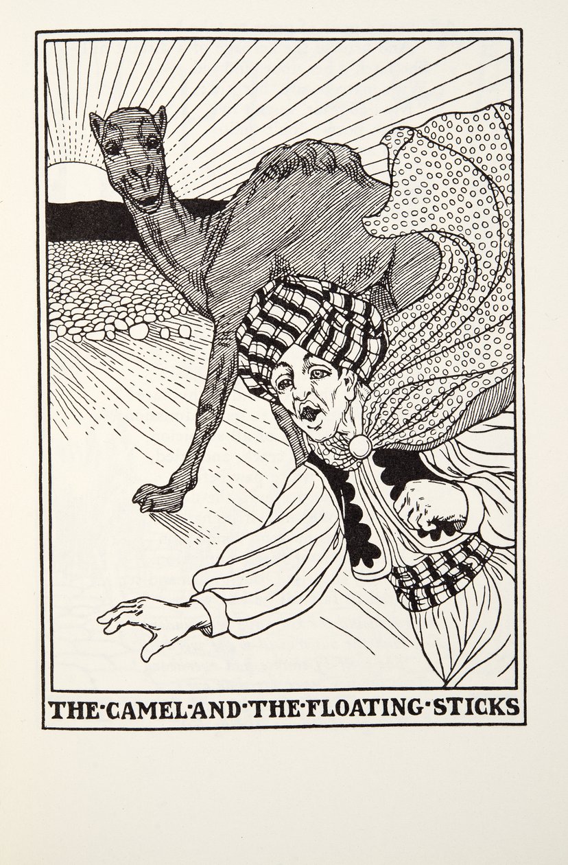 De kameel en de drijvende stokken, uit Fontaine Fabels, uitgegeven 1905 door Percy J. Billingshurst