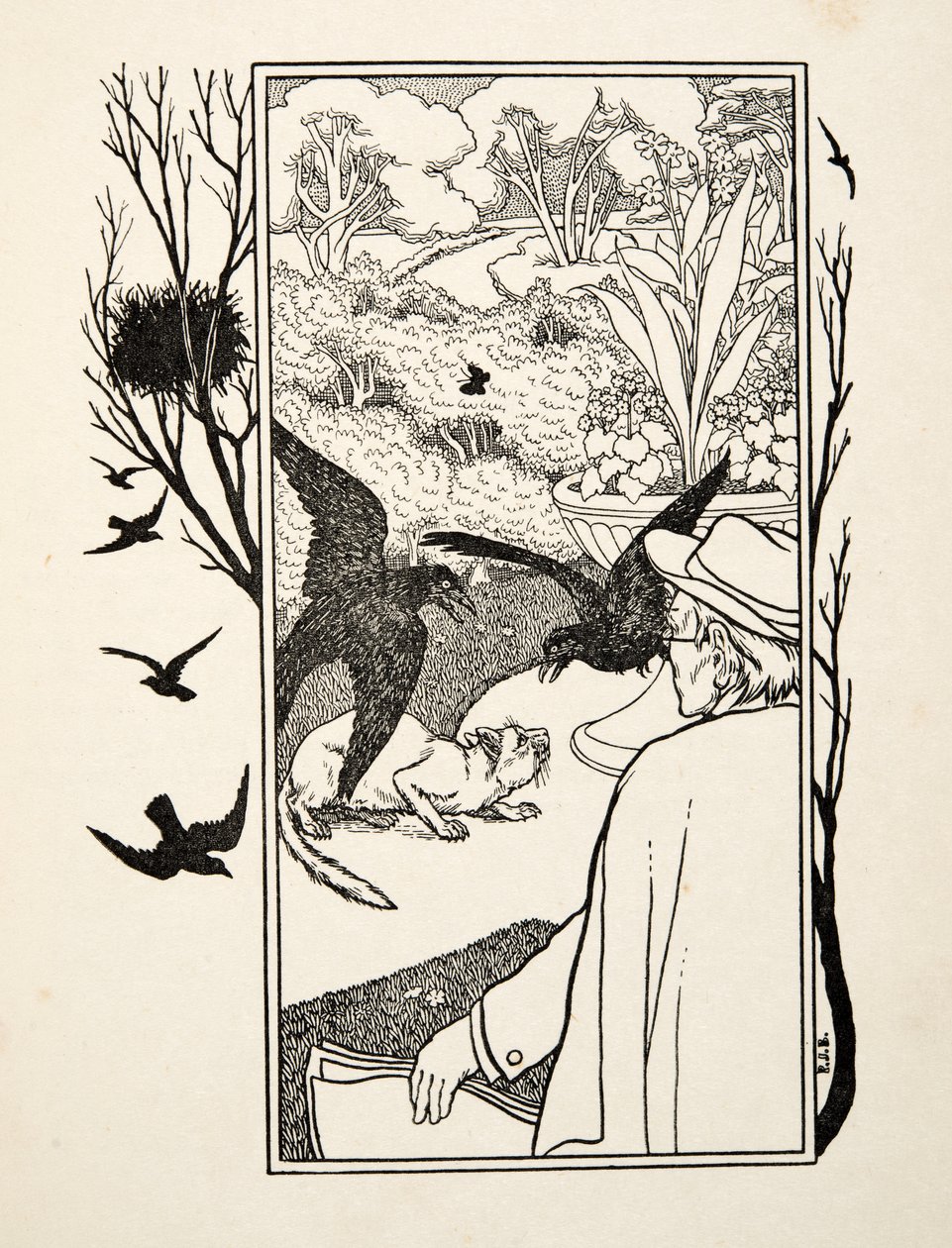 De Kat en Kraaien, uit Honderd Anekdotes van Dieren, pub. 1924 door Percy J. Billingshurst