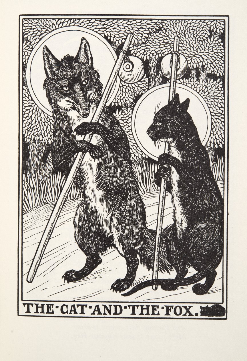 De Kat en de Vos, uit Fontaine Fabels, uitgegeven 1905 door Percy J. Billingshurst