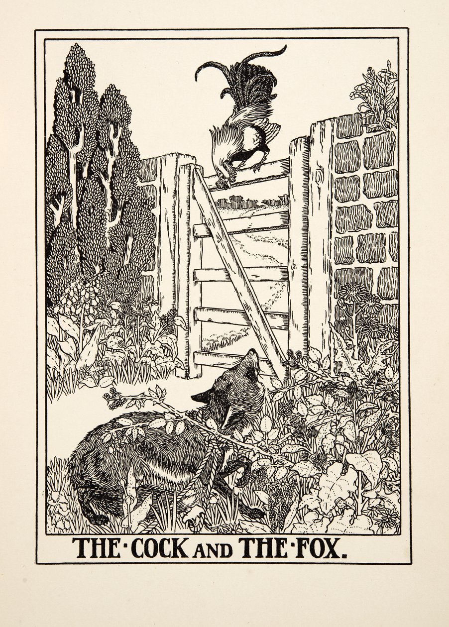 De haan en de vos, uit Honderd fabels van Aesopus, uitgegeven 1903 door Percy J. Billingshurst