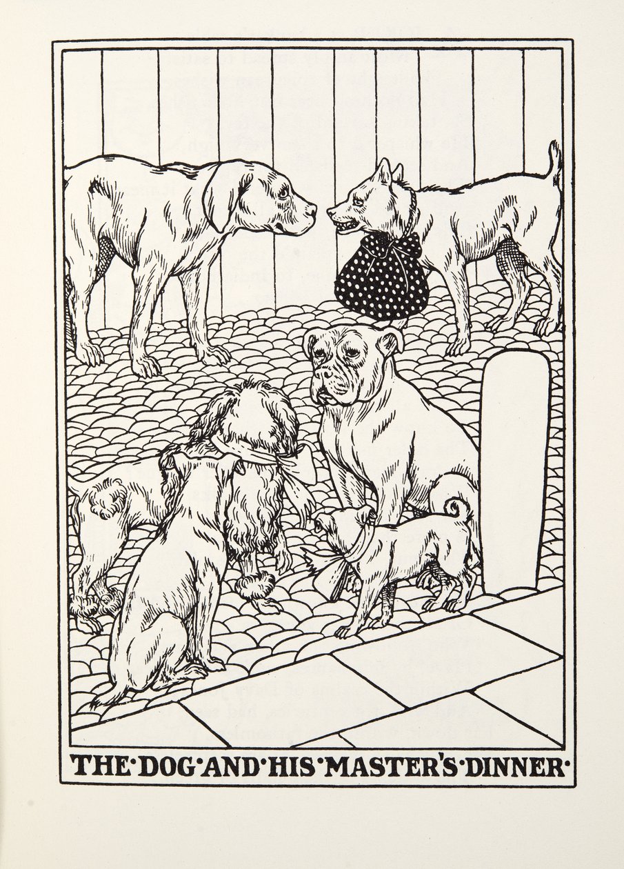 De hond en het diner van zijn meester, uit Fontaine Fabels, uitgegeven 1905 door Percy J. Billingshurst