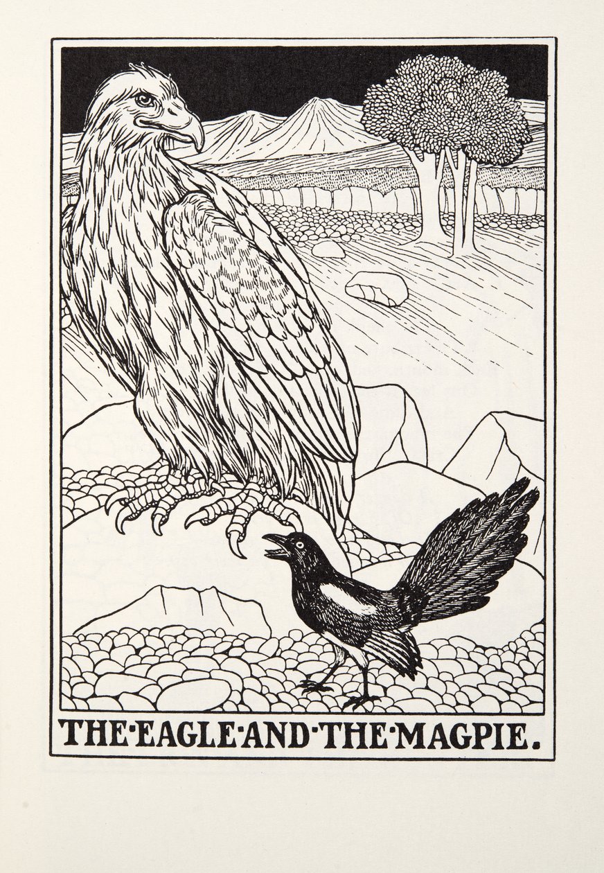 De adelaar en de ekster, uit Fontaine Fabels, uitgegeven 1905 door Percy J. Billingshurst