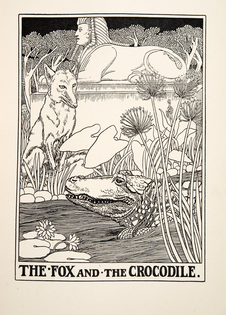 De vos en de krokodil, uit Honderd fabels van Aesopus, uitgegeven 1903 door Percy J. Billingshurst