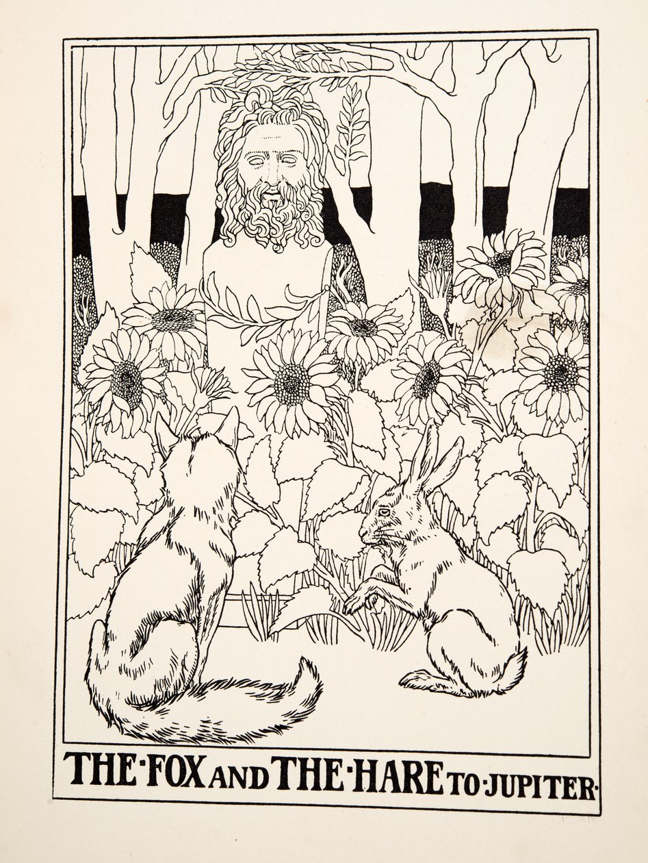 De vos en de haas naar Jupiter, uit Honderd fabels van Aesopus door Percy J. Billingshurst