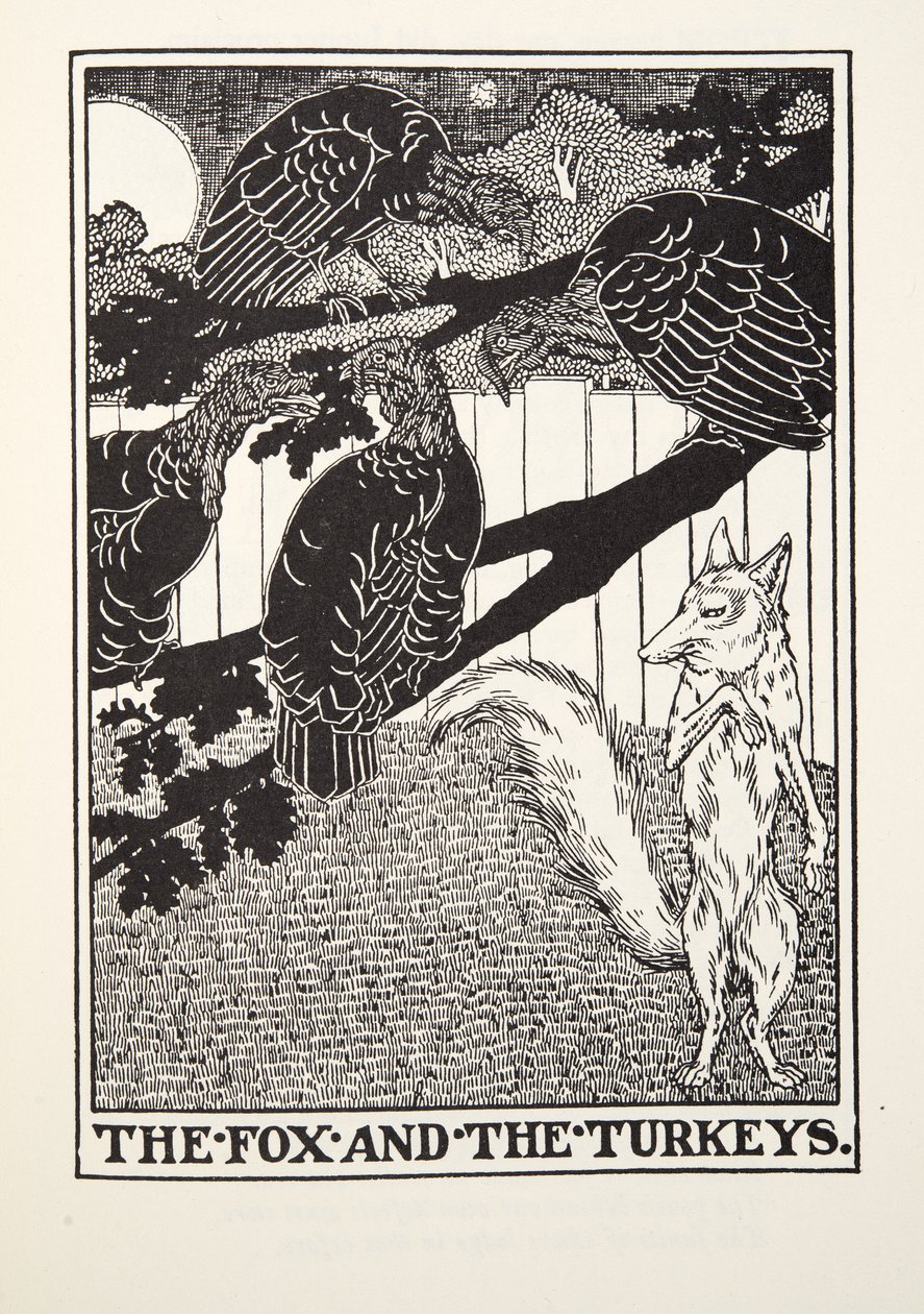 De Vos en de Kalkoenen, uit Fontaine Fabels, uitgegeven 1905 door Percy J. Billingshurst
