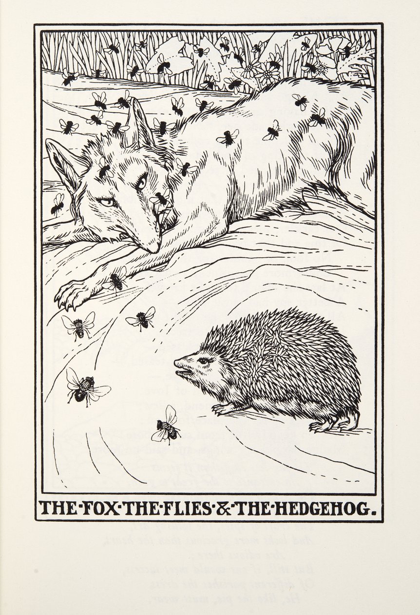 De vos, de vliegen en de egel, uit Fontaine Fabels, uitgegeven 1905 door Percy J. Billingshurst