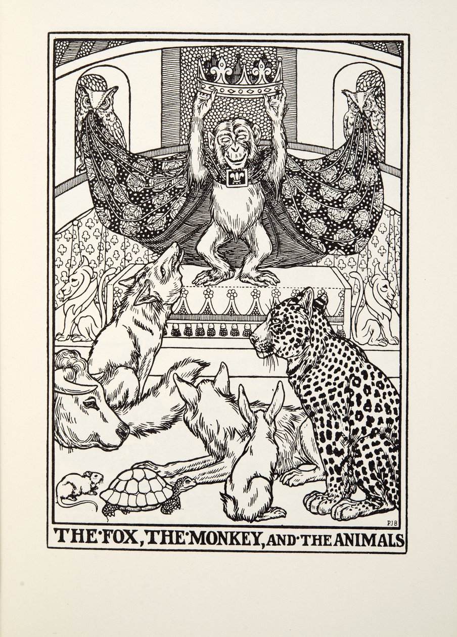 De Vos, de Aap en de Dieren, uit Fontaine Fabels, uitgegeven 1905 door Percy J. Billingshurst