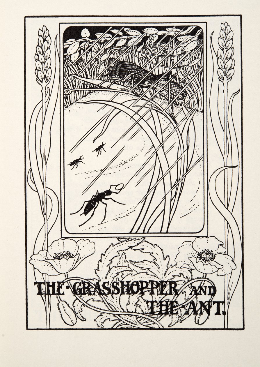 De Sprinkhaan en de Mier, uit Fontaine Fabels, uitgegeven 1905 door Percy J. Billingshurst