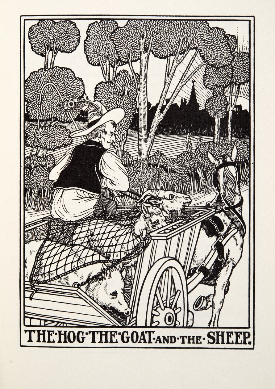 Het varken, de geit en het schaap, uit Fontaine Fabels, uitgegeven 1905 door Percy J. Billingshurst