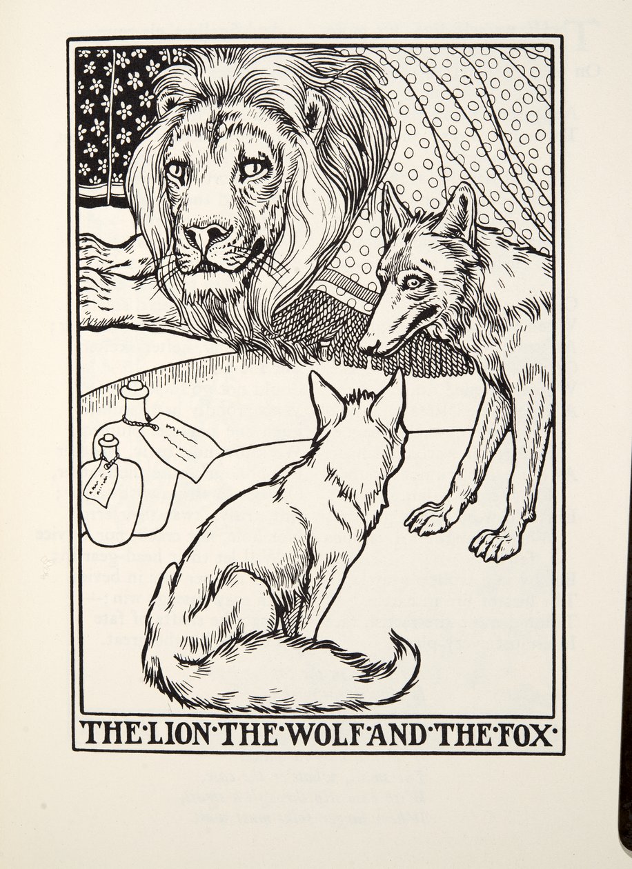 De Leeuw, de Wolf en de Vos, uit Fontaine Fabels, uitgegeven 1905 door Percy J. Billingshurst