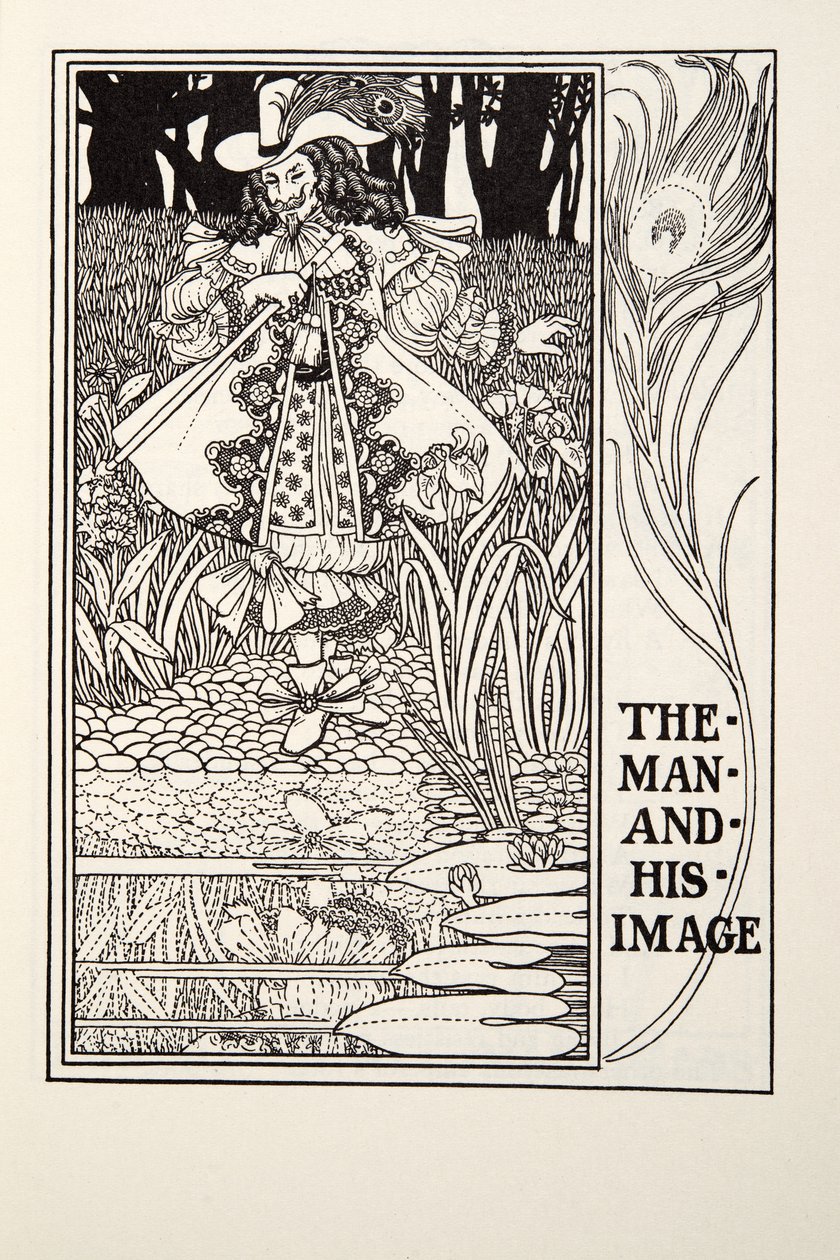 De man en zijn beeld, uit Fontaine Fabels, pub. 1905 door Percy J. Billingshurst