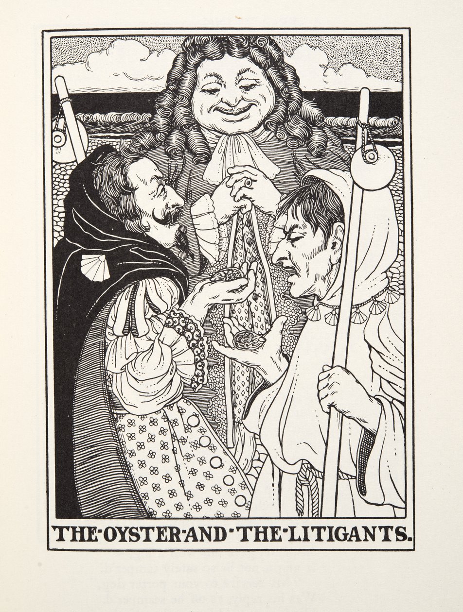 De oester en de procespartijen, uit Fontaine Fabels, uitgegeven 1905 (gravure) door Percy J. Billingshurst
