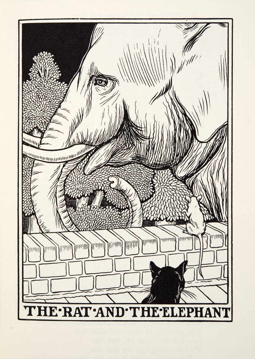 De rat en de olifant, uit Fontaine Fabels, uitgegeven 1905 door Percy J. Billingshurst