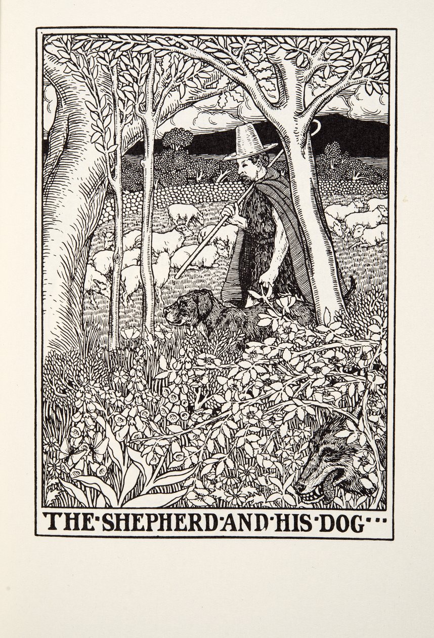 De herder en zijn hond, uit Fontaine Fabels, uitgegeven 1905 door Percy J. Billingshurst