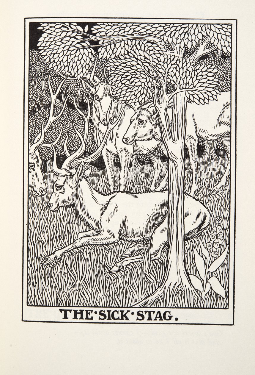 Het Zieke Hert, uit Fontaine Fabels, uitgegeven 1905 door Percy J. Billingshurst