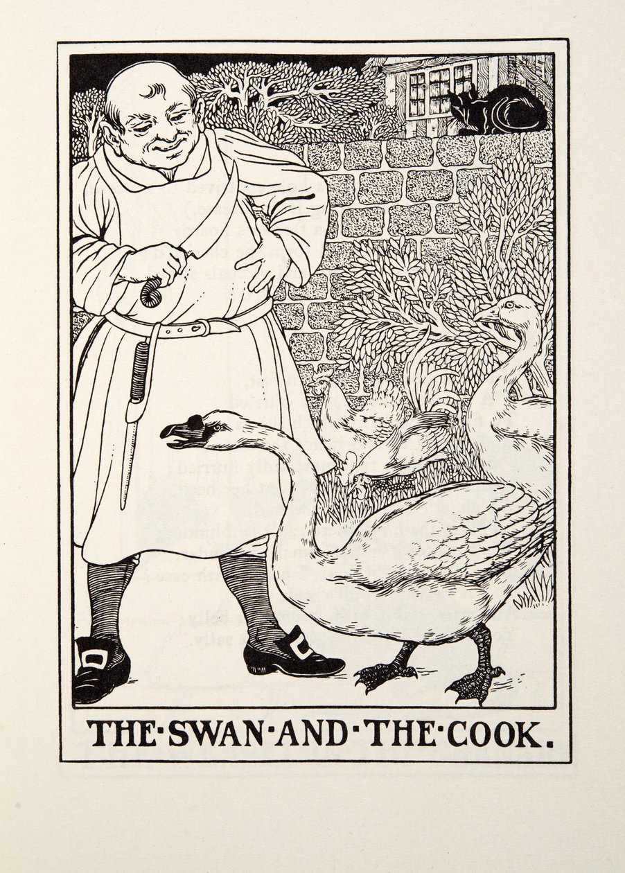 De Zwaan en de Kok, uit Fontaine Fabels, uitgegeven 1905 door Percy J. Billingshurst