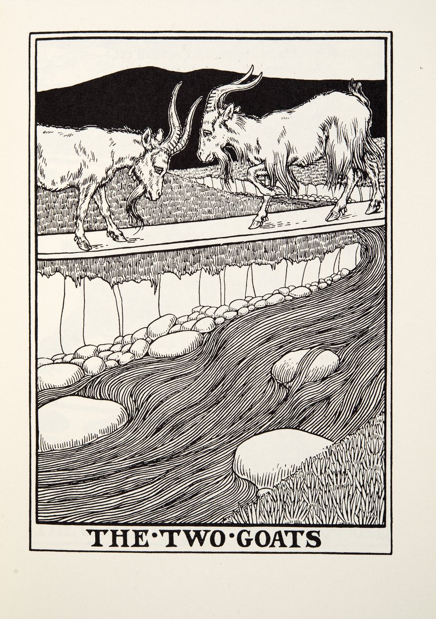 De Twee Geiten, uit Fontaine Fabels, uitgegeven 1905 door Percy J. Billingshurst