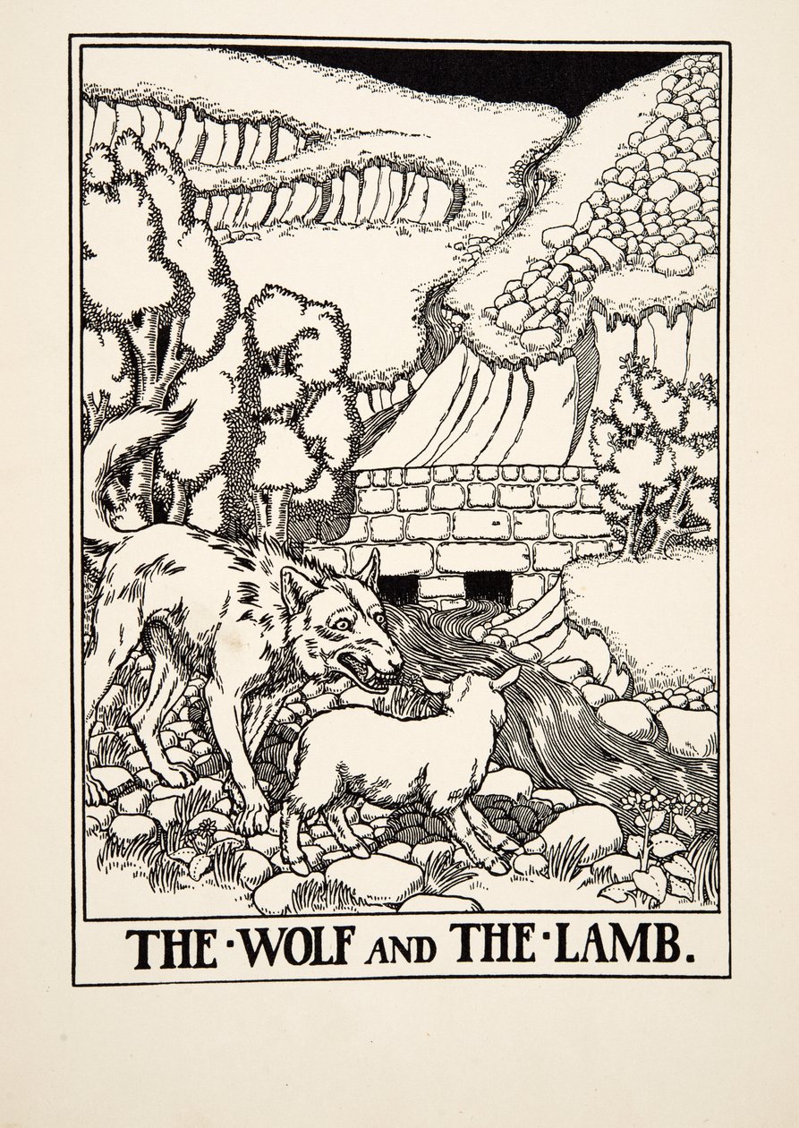 De wolf en het lam, uit Honderd fabels van Aesopus door Percy J. Billingshurst