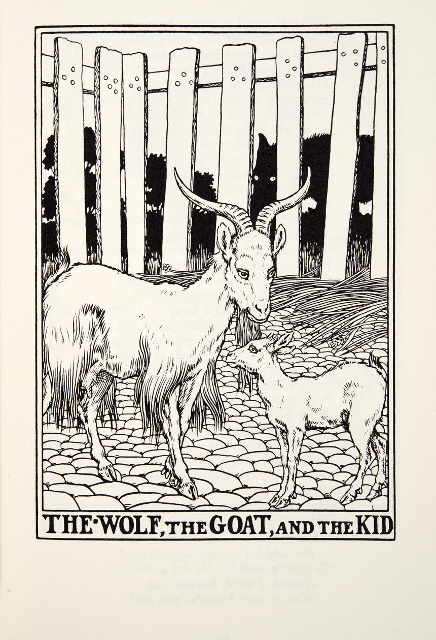 De wolf, de geit en het lam, uit Fontaine Fabels, uitgegeven 1905 door Percy J. Billingshurst