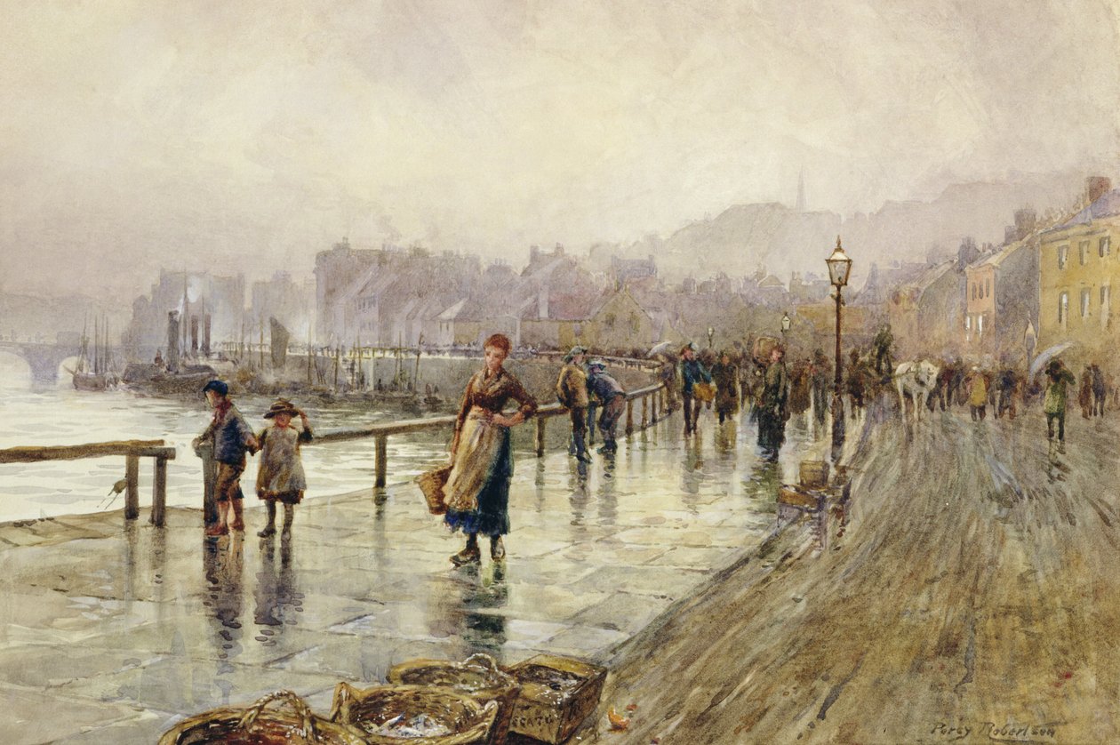 Een natte dag in Whitby door Percy Robertson