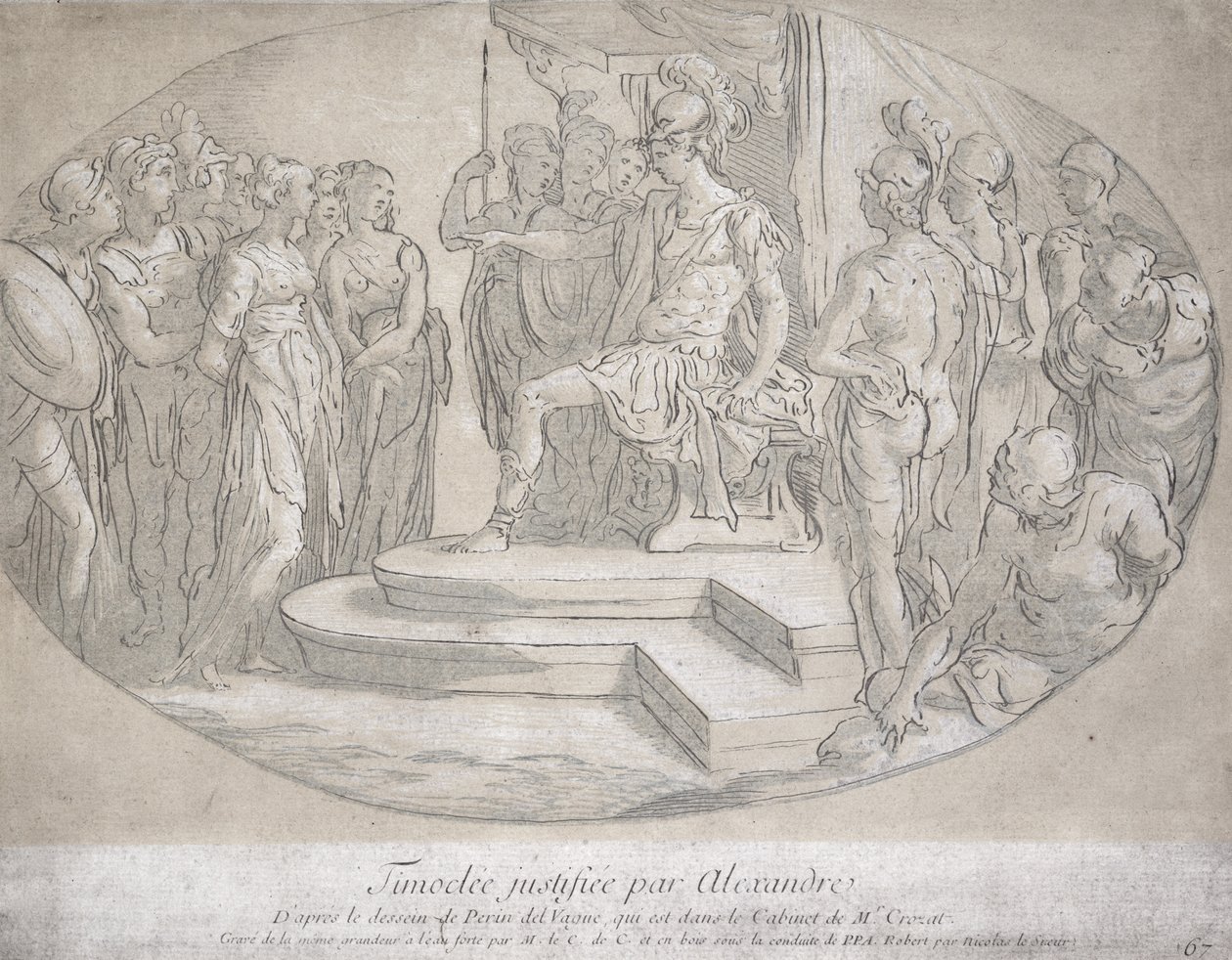 Alexandre et Timoclee, gegraveerd door Nicolas Lesueur (1691-1764) door Perino del Vaga