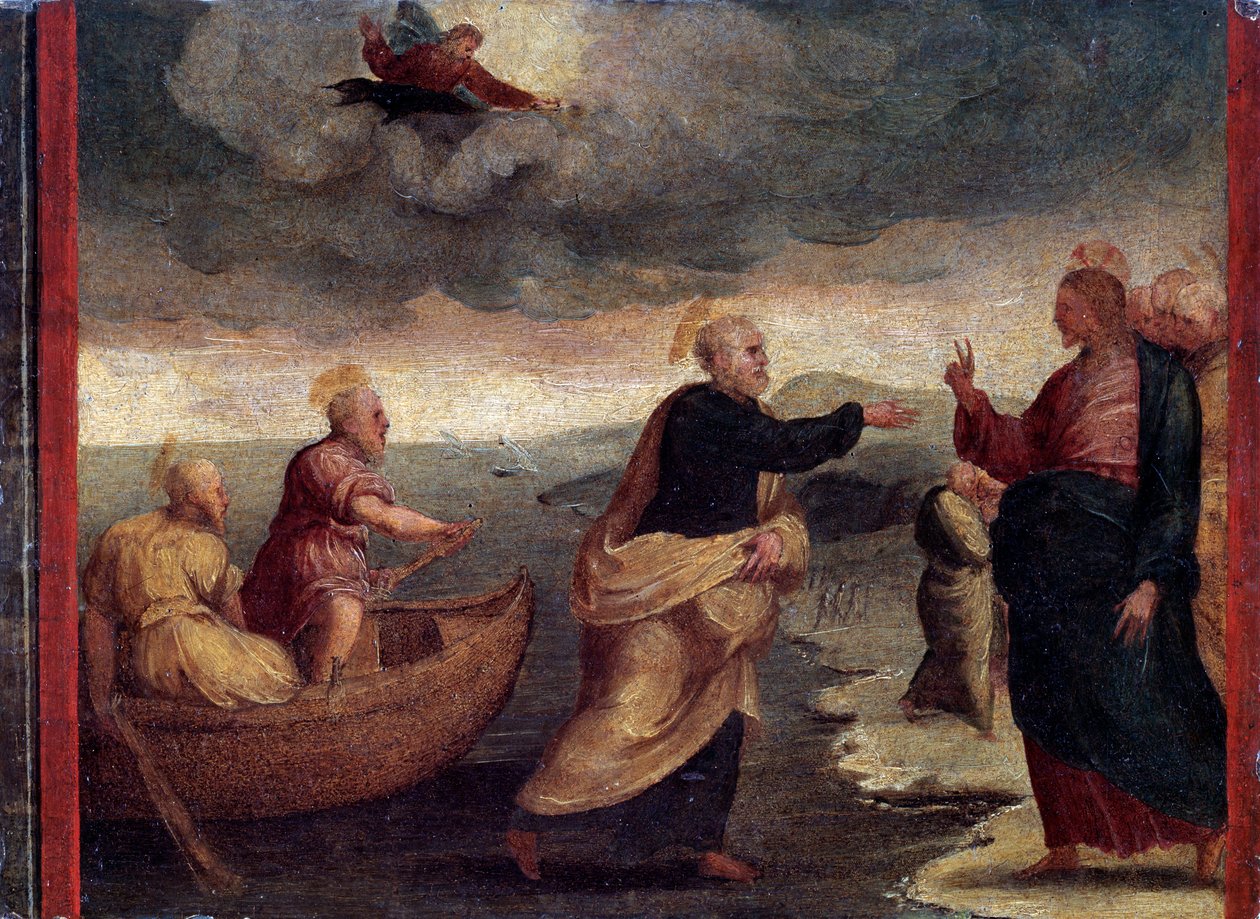 De roeping van de heiligen Petrus en Andreas (detail) door Perino del Vaga