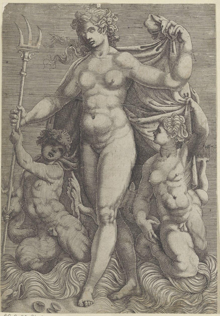 Thetis met twee tritons door Perino del Vaga