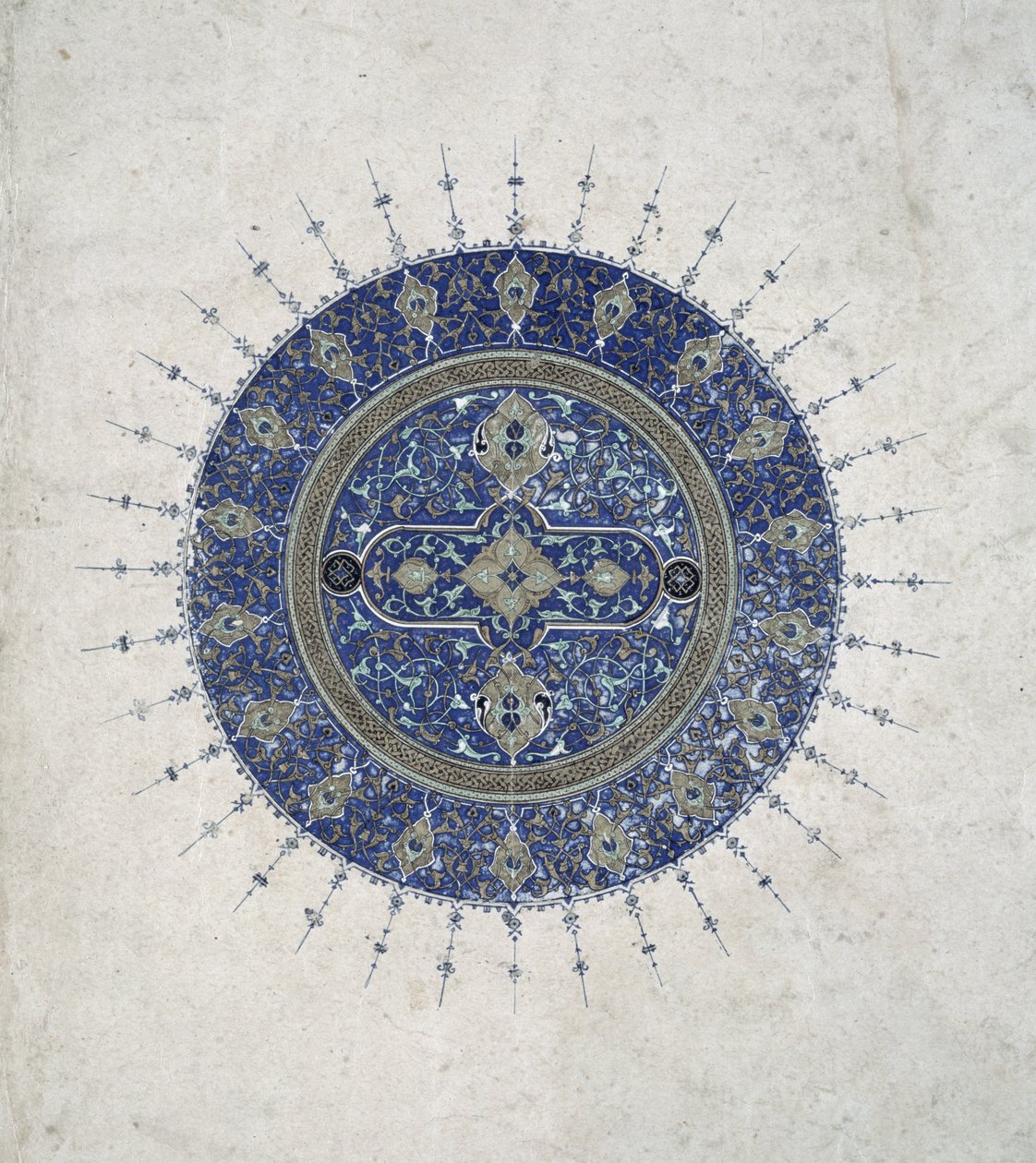 Een shamsa, of kleine zon, uit een Perzische vertaling van Annalen van de apostelen en koningen oorspronkelijk geschreven door Tabari (ca. 839-923) in het Arabisch, 1470 door Persian School