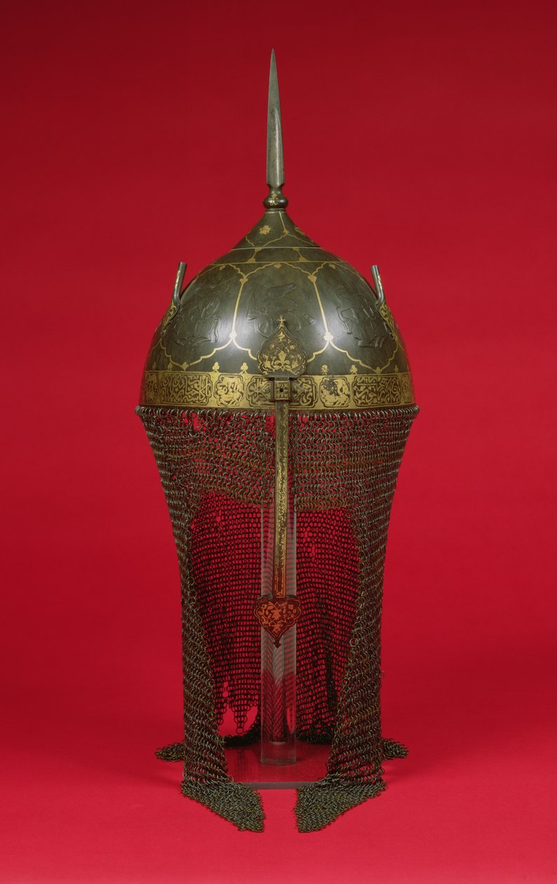 Helm met kettingmailbeschermer, Safavid Periode door Persian School