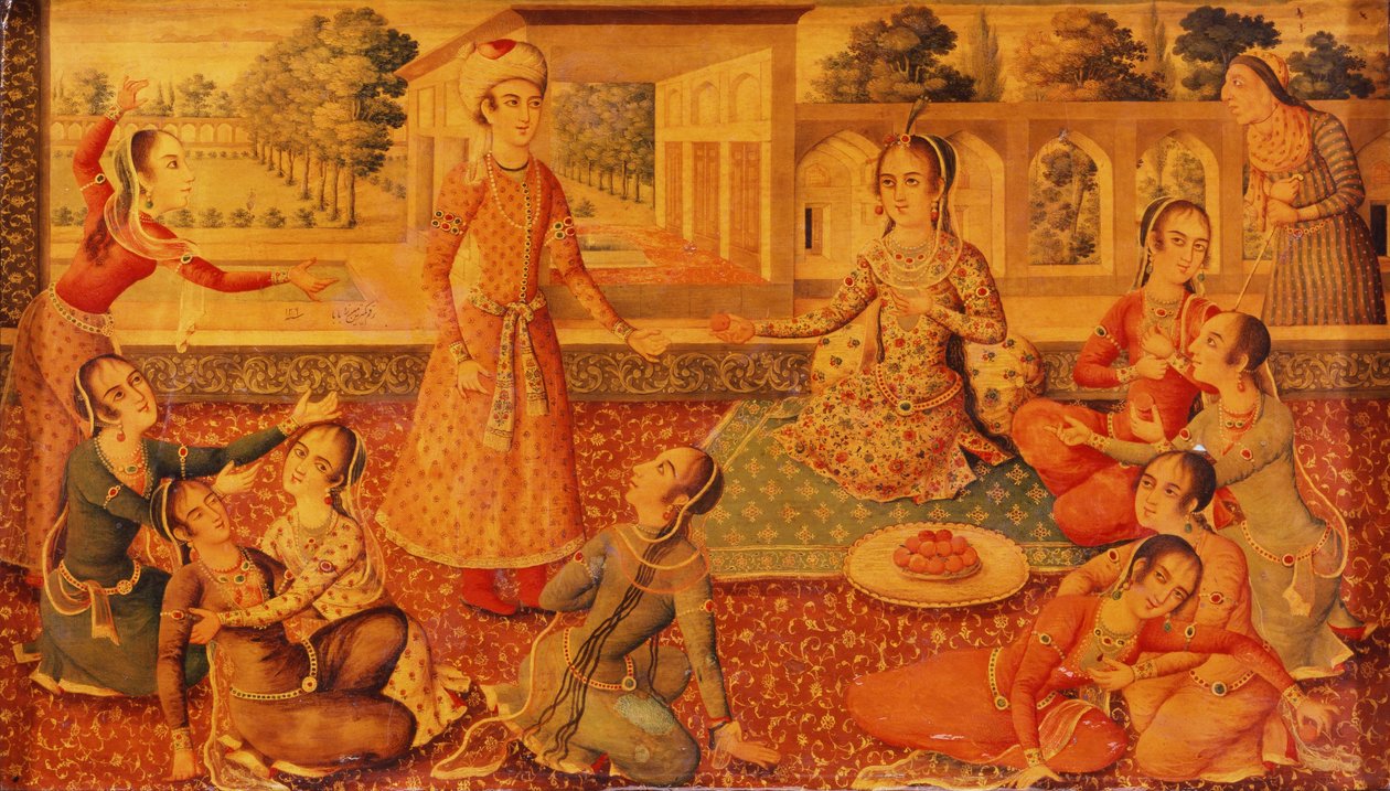 Een late Zand gelakte papier-maché kist, c.1794-95 door Persian School