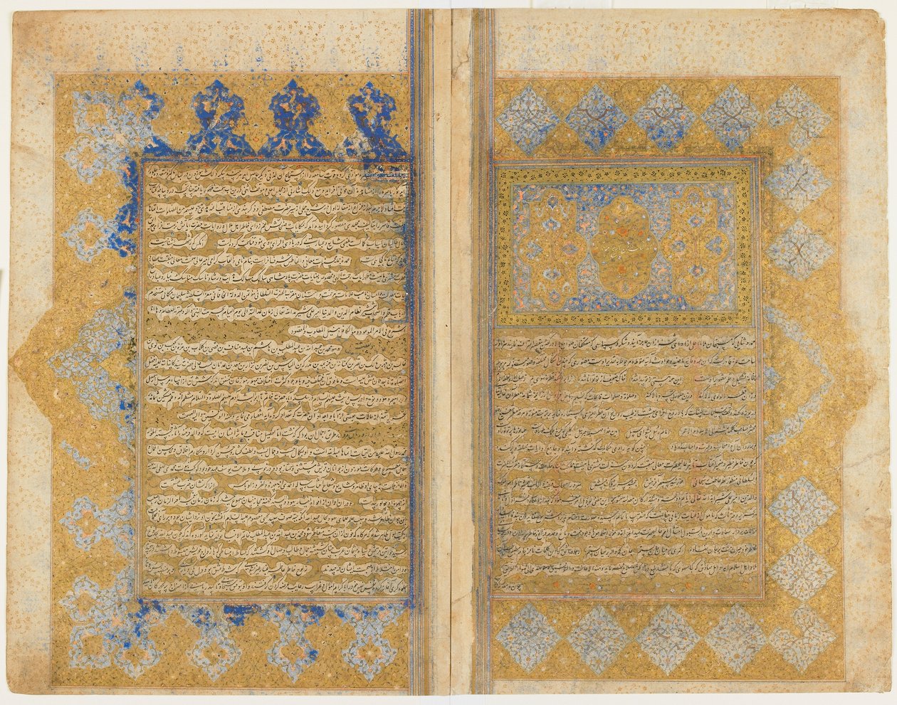 Folio uit een Rawdat al-safa door Mirkhwand (gest. 1498); recto: verlichte titelpagina, rand en tekst; verso: tekst, Shiraz, Iran, Safavid periode, 1571-72 door Persian School