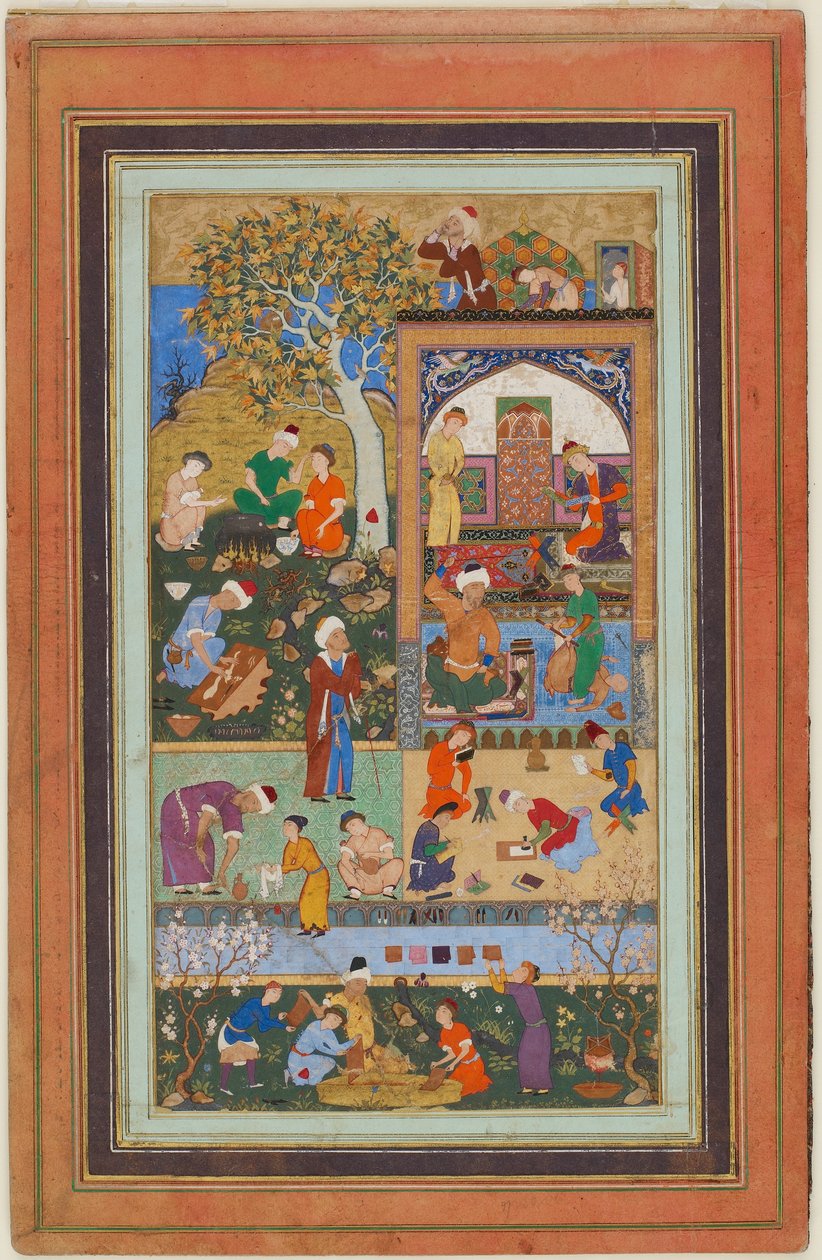 Folio uit een album; Een schoolsituatie door Persian School