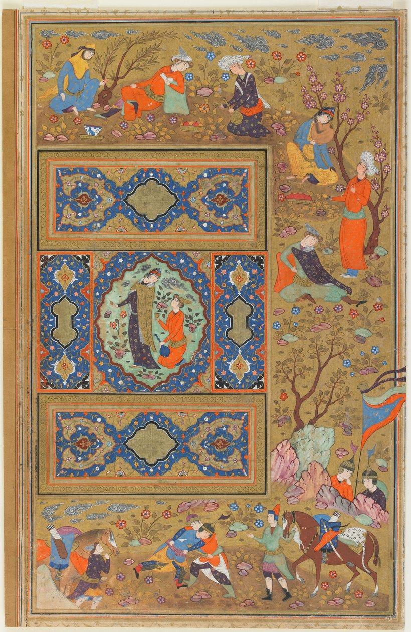 Folio uit een album; Een paar geliefden door Persian School