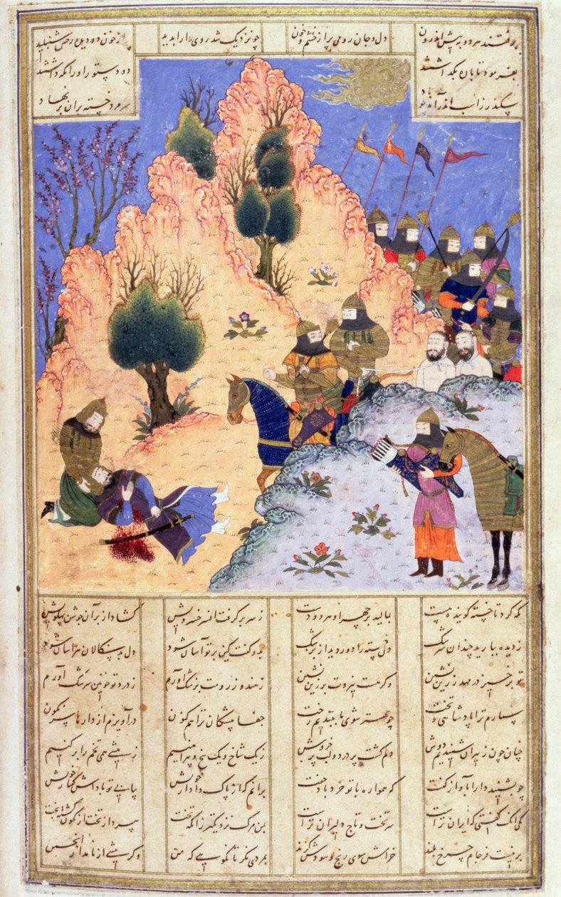Iskandar Troost de Stervende Dara, uit Firdawsis Shanaman, ca. 1440-45 door Persian School