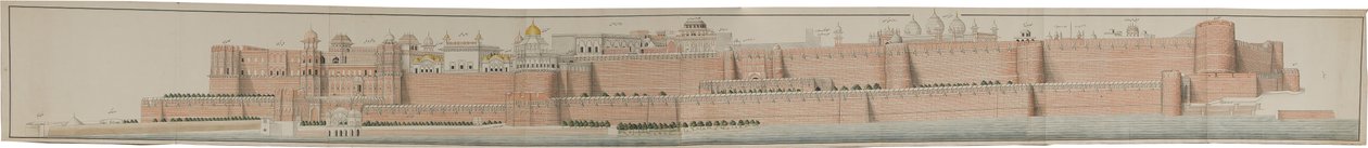 Panorama van het fort van Agra door Persian School