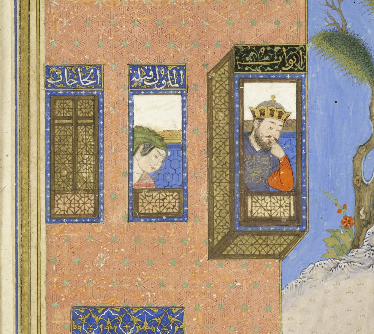 (detail) Vuurproef van Siyavush, illustratie uit de Shahnama (Boek der Koningen) door Persian School
