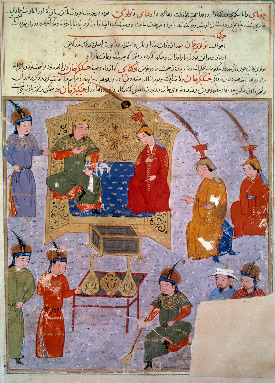 Voorstelling van Houlagou Khan (1217-1265), hij is de kleinzoon van Genghis Khan door Persian School