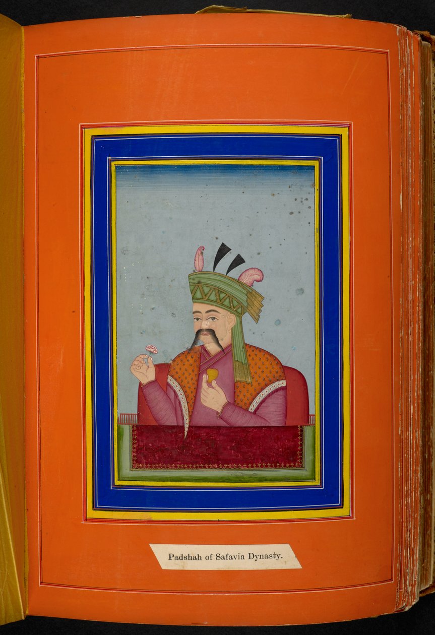 Shah Abbas I van Perzië (reg. 1588-1629) portret, kijkt naar links door Persian School