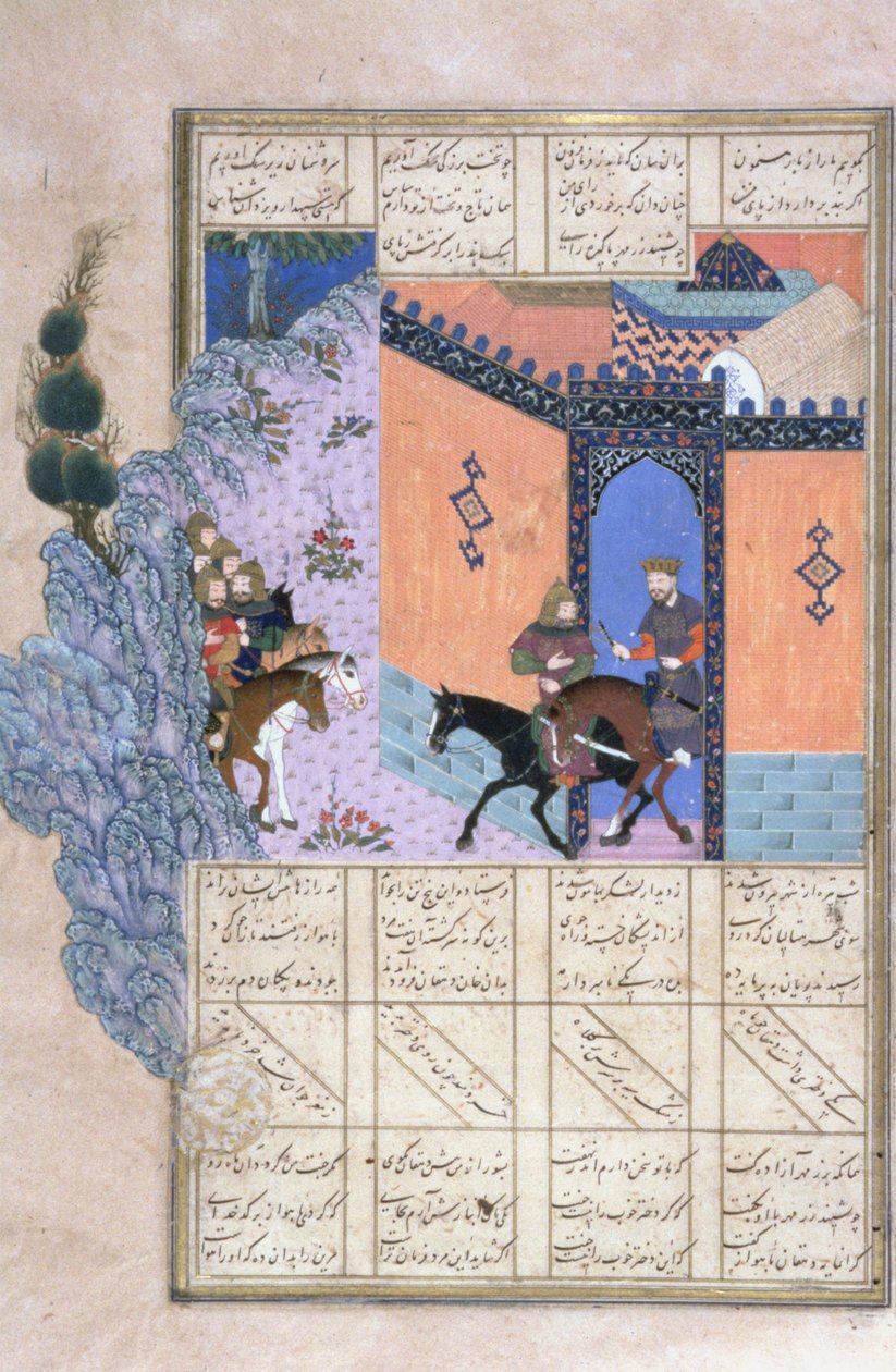 De Ontsnapping van Qubad, illustratie uit de Shahnama (Boek der Koningen) door Abul-Qasim Manur Firdawsi, ca. 1440-45 door Persian School