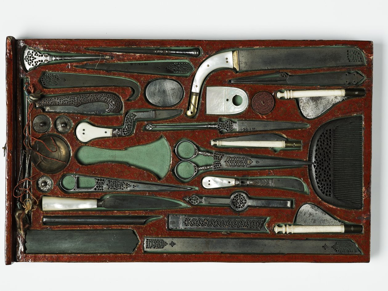 Gereedschapskist met afbeelding van de Heilige Familie, ca. 1830 door Persian School