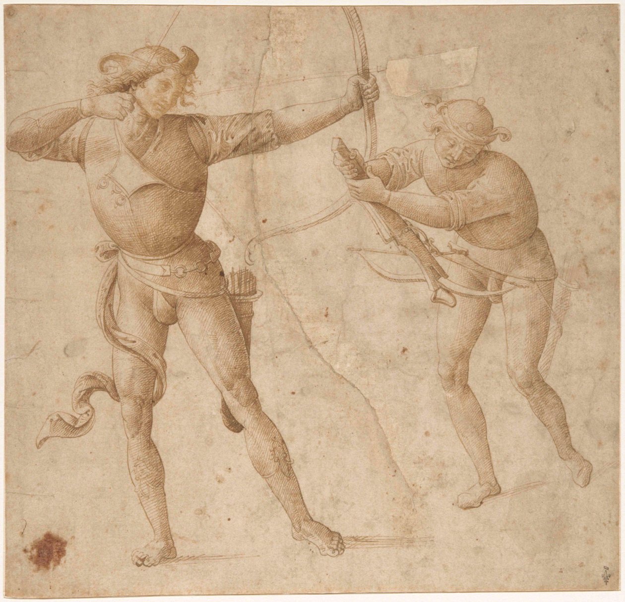 Een Boogschutter en een Kruisboogschutter, ca. 1500 door Perugino