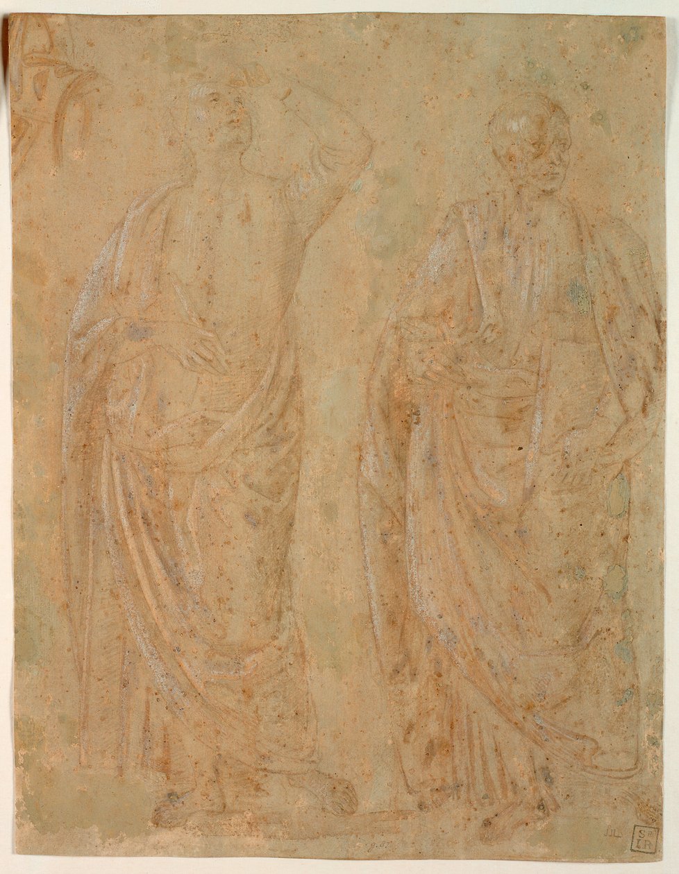 Twee Staande Geklede Mannelijke Figuren door Perugino